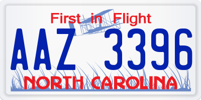NC license plate AAZ3396