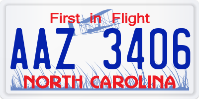 NC license plate AAZ3406