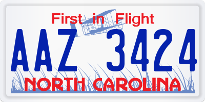 NC license plate AAZ3424