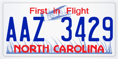 NC license plate AAZ3429