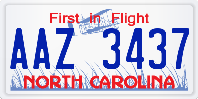 NC license plate AAZ3437