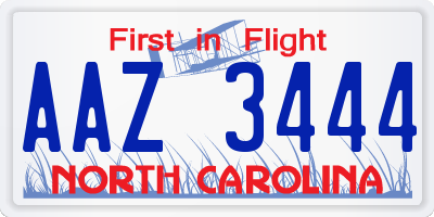 NC license plate AAZ3444