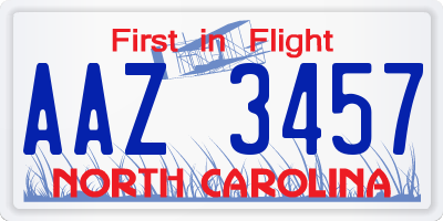 NC license plate AAZ3457