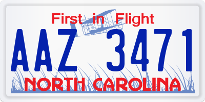 NC license plate AAZ3471