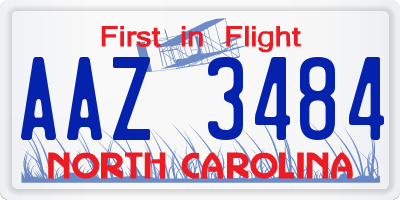 NC license plate AAZ3484