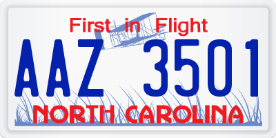 NC license plate AAZ3501