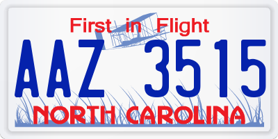 NC license plate AAZ3515