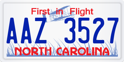 NC license plate AAZ3527