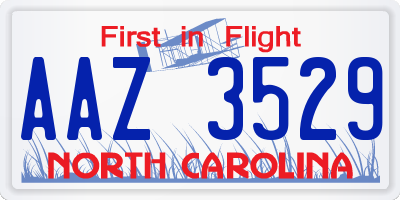 NC license plate AAZ3529