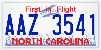 NC license plate AAZ3541