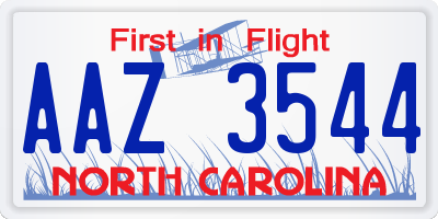 NC license plate AAZ3544