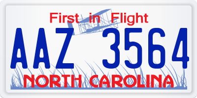 NC license plate AAZ3564