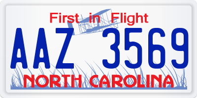 NC license plate AAZ3569
