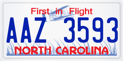 NC license plate AAZ3593