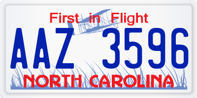 NC license plate AAZ3596