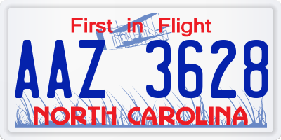 NC license plate AAZ3628