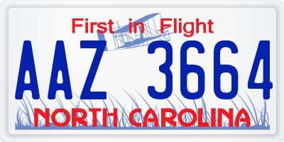 NC license plate AAZ3664