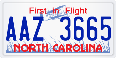 NC license plate AAZ3665