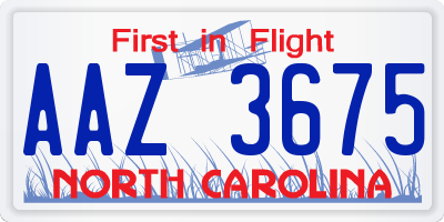 NC license plate AAZ3675