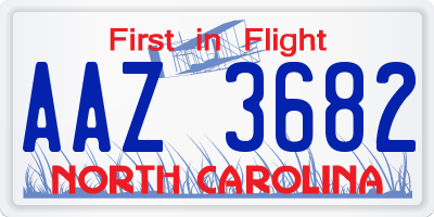 NC license plate AAZ3682