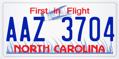 NC license plate AAZ3704