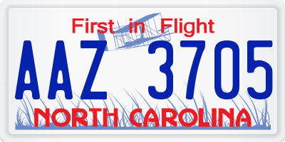 NC license plate AAZ3705