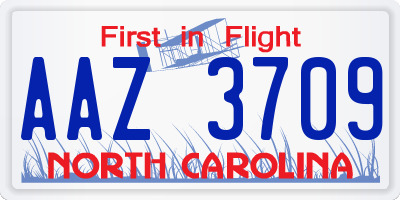 NC license plate AAZ3709