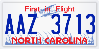 NC license plate AAZ3713