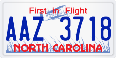 NC license plate AAZ3718