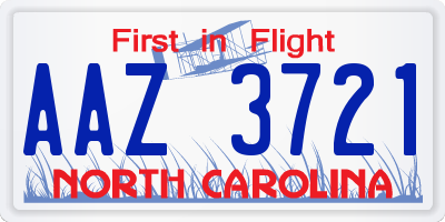 NC license plate AAZ3721
