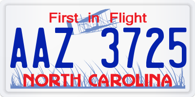 NC license plate AAZ3725