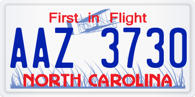 NC license plate AAZ3730