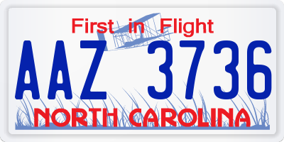 NC license plate AAZ3736