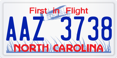 NC license plate AAZ3738