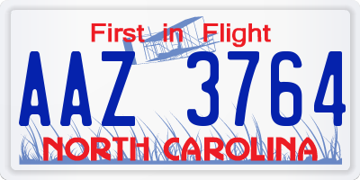 NC license plate AAZ3764
