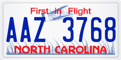 NC license plate AAZ3768