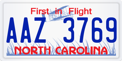 NC license plate AAZ3769