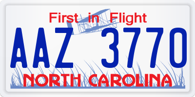 NC license plate AAZ3770