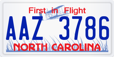 NC license plate AAZ3786