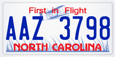 NC license plate AAZ3798