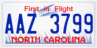 NC license plate AAZ3799