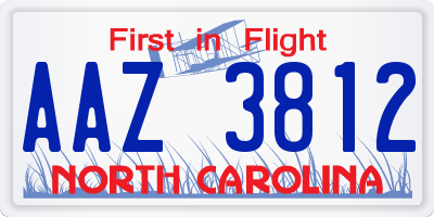 NC license plate AAZ3812
