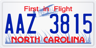 NC license plate AAZ3815