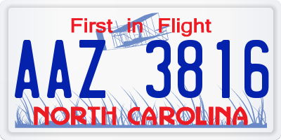 NC license plate AAZ3816