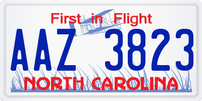 NC license plate AAZ3823