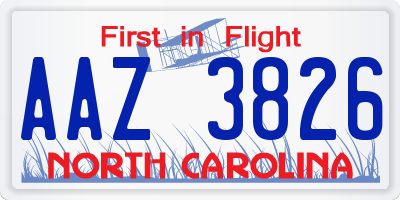 NC license plate AAZ3826