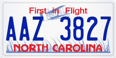 NC license plate AAZ3827