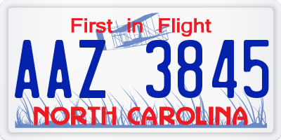 NC license plate AAZ3845