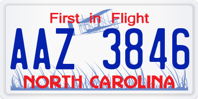 NC license plate AAZ3846