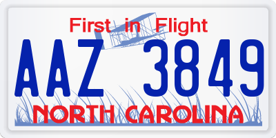 NC license plate AAZ3849